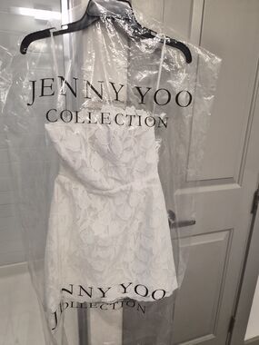 Jenny Yoo White Lace Cocktail Dress